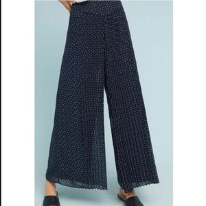 Anthropologie wide pleated polka dot pants 0